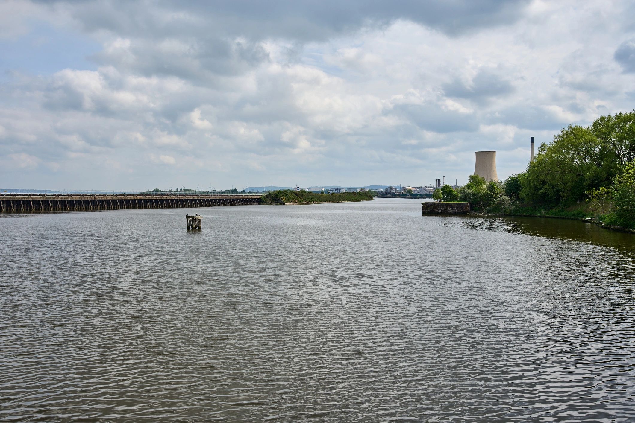 Industrial energy infrastructure along a shipping canal